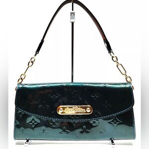 Auth Louis Vuitton Green Monogram Vernis Subset Boulevard Clutch Pouchette WOC